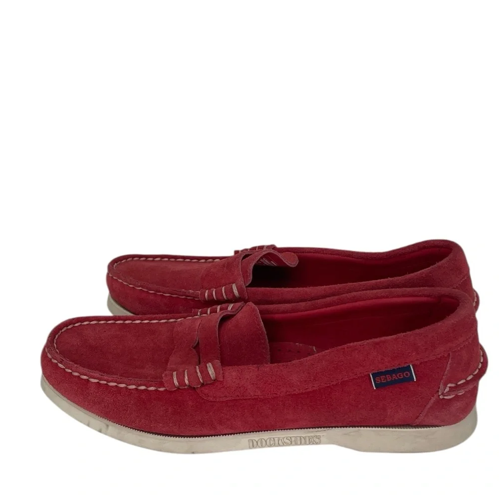 Sebago Shoes Women’s Red Suede Loafers Flats Slip On Size 10 - Picture 2 of 10